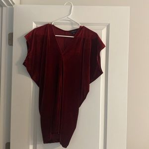 Deep Red Land’s End Velvet Blouse